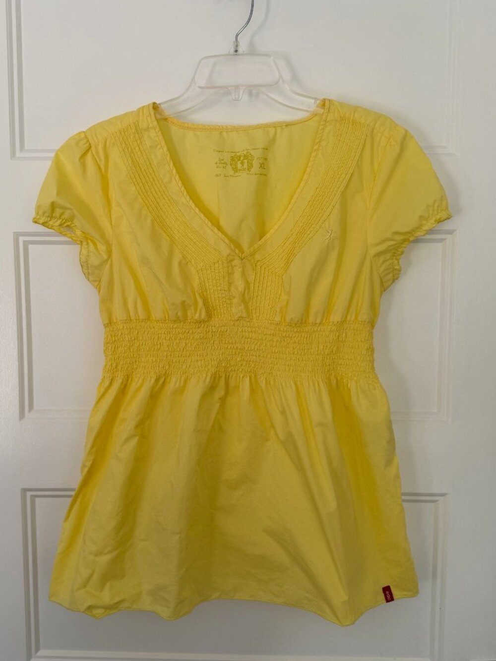 Esprit EDC - Yellow Empire Waist Short Sleeve Blouse - XL